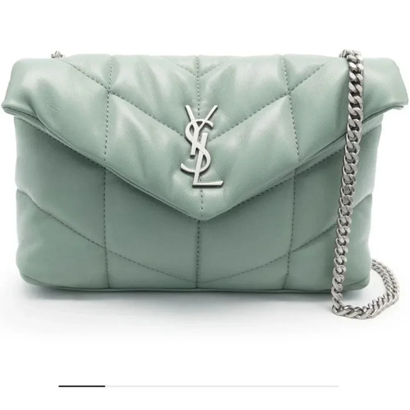 SAINT LAURENT LouLou Mini YSL Puffer Toy Crossbody Bag Vert Opaline - Picture 1 of 12
